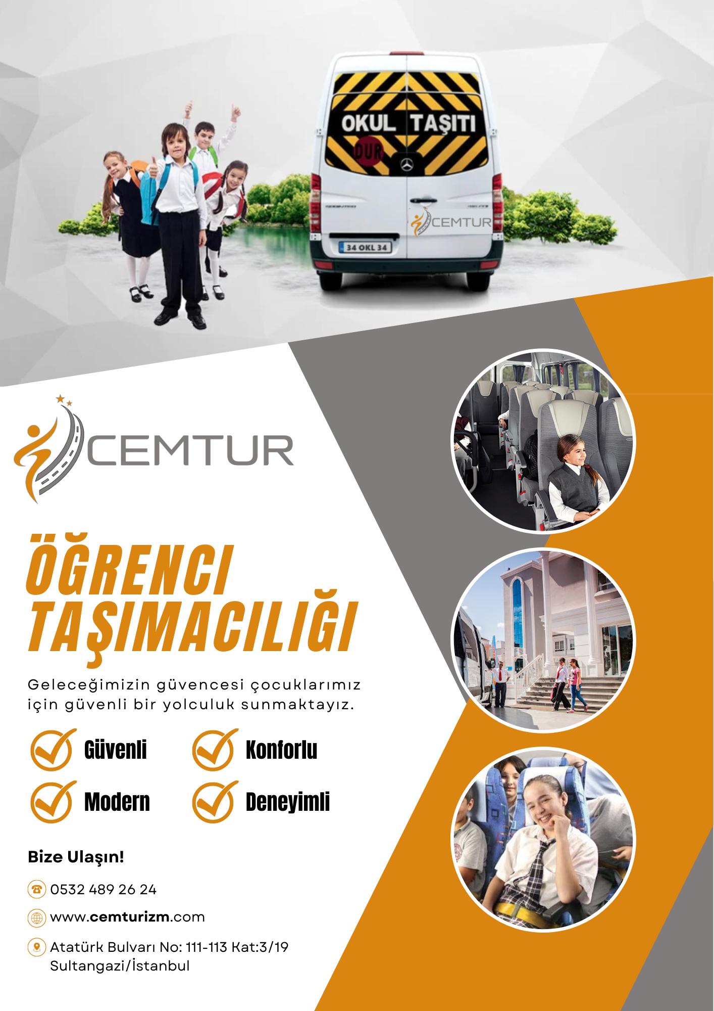 CEMTUR öğrenci taşımacılığı servis aracı - İstanbul okul servisi, güvenli öğrenci ulaşımı